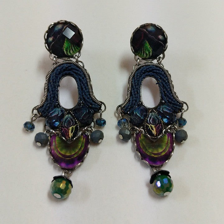 AYALABAR EARRINGS BLUE PURPLE GREEN TONES