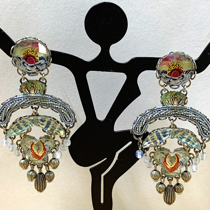 AYALABAR PALE BLUE STATEMENT EARRINGS