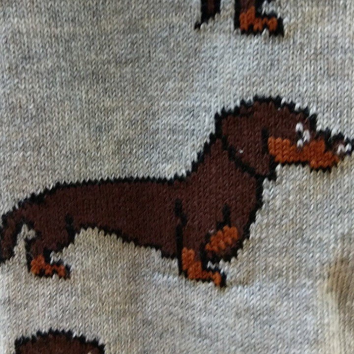 COTTON SOCKS TAN DACSHUND ON GREY