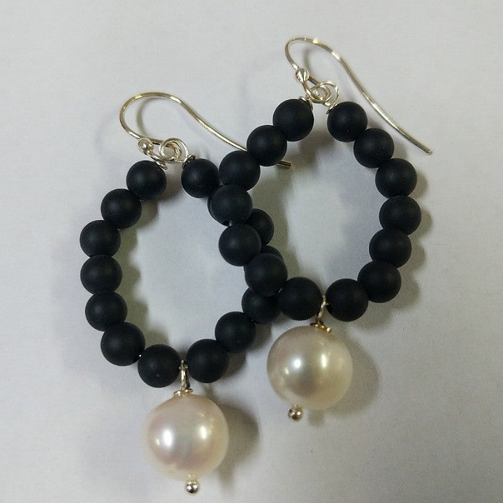MOKO EARRINGS UNPOLISHED ONYX 925 HOOKS