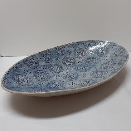 CERAMIC OVAL PLATTER BLUE LACE