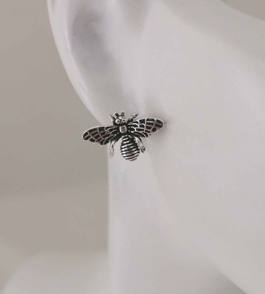 SILVER BEE STUD EARRINGS