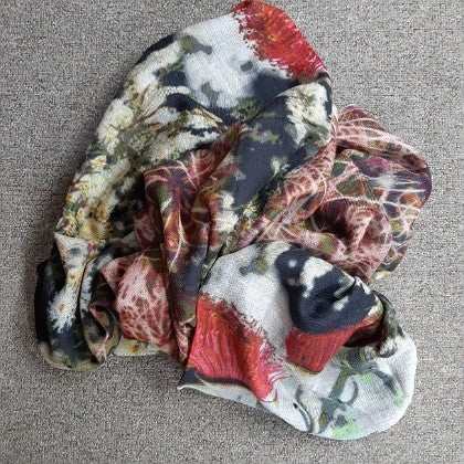 SCARF MERINO WOOL GUM BLOSSOMS AND WATTLE