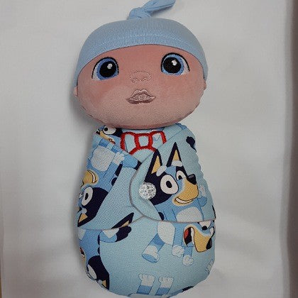 CLOTH SWADDLE DOLL HANDMADE LARGE BLUEY