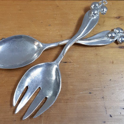 AUSTRALIAN MADE SILVER PEWTER SALAD SERVERS