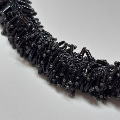 OXIDISED BRASS PLATED SILVER CROCHETED NECKLACE SWAROVSKI BEADS