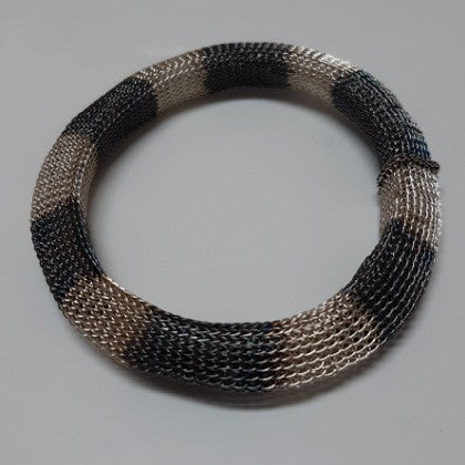 MILENA ZU SNAKE BANGLE BRASS PLATED SILVER OXIDISED