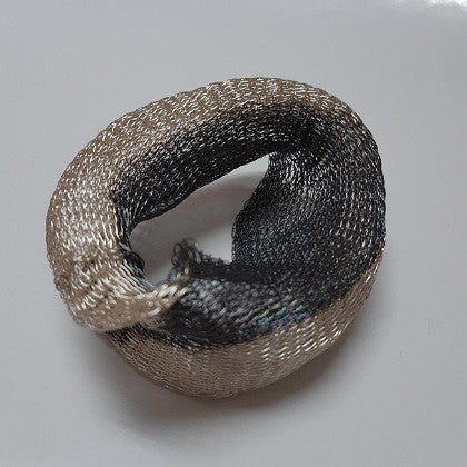 MILENA ZU TWISTED BANGLE BRASS PLATED SILVER OXIDISED