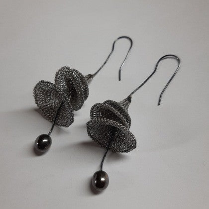WOVEN MESH BELLS ON HOOK EARRINGS