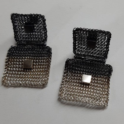 WOVEN MESHSQUARES ON POST EARRINGS