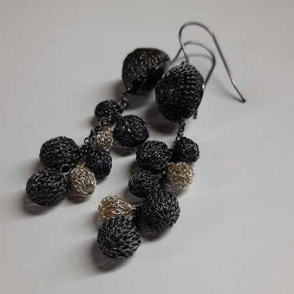 MILENA ZU HANGING MESH BALLS EARRINGS