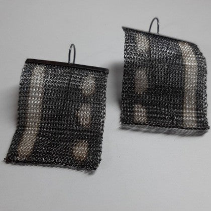 MILENA ZU RECTANGULAR OXIDISED COPPER PLATED SILVER EARRINGS