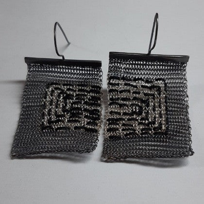 MILENA ZU SQUARE MESH SILK THREAD EARRINGS