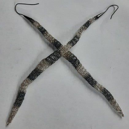 MILENA ZU LONG SNAKE MESH EARRINGS