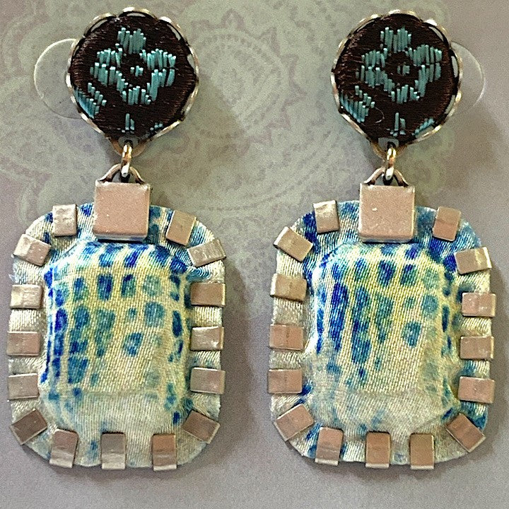 AYALBAR BLUE SQUARE EARRINGS
