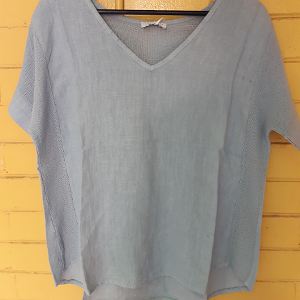 PUROLINO LINEN TOP V NECK