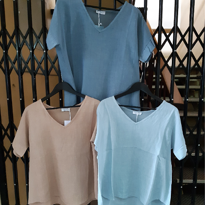 PUROLINO LINEN TOP V NECK
