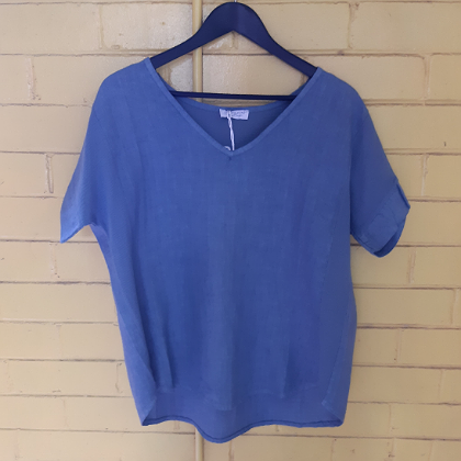 PUROLINO LINEN TOP V NECK