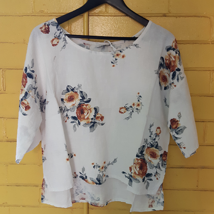 PUROLINO LINEN TOP ROUND NECK