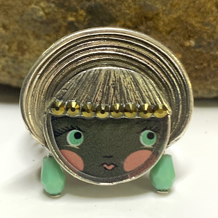 TARATATA ENAMELLED ADJUSTABLE RING GIRLS FACE