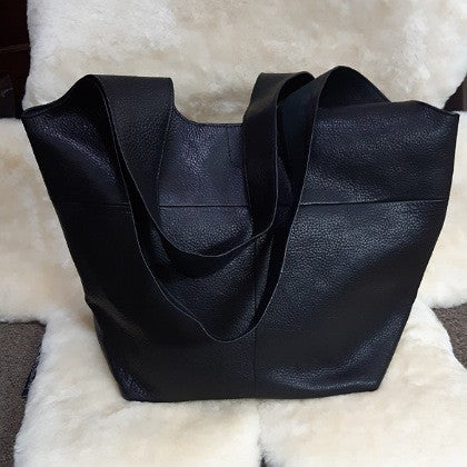 LEATHER HANDBAG BLACK SHOULDER