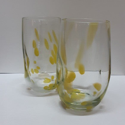 TULIP GLASS TUMBLERS YELLOW SPLOTCH