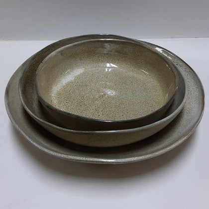 CERAMIC OSTRICH SHELL PATTERNED SNACK BOWL