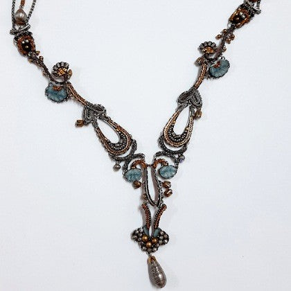 AYALABAR NECKLACE LONG DECORATIVE GOLD BLUE