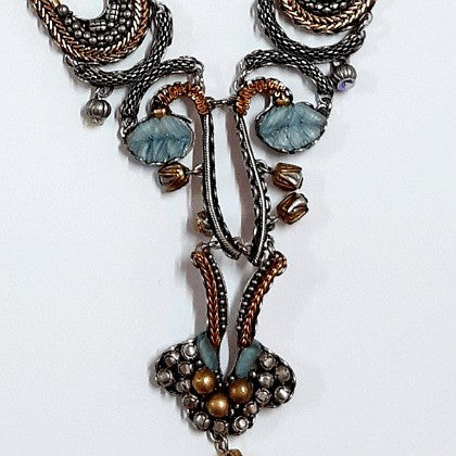 AYALABAR NECKLACE LONG DECORATIVE GOLD BLUE