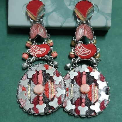 AYALABAR EARRINGS RED PINK FABRIC