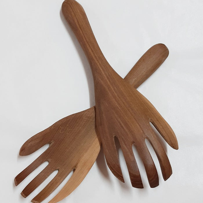 SALAD SERVERS OLIVE WOOD HANDS