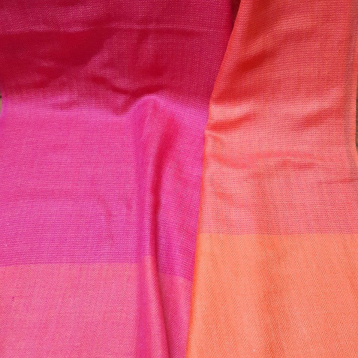 SCARF FINE MERINO WOOL STRIPED FUSCIA