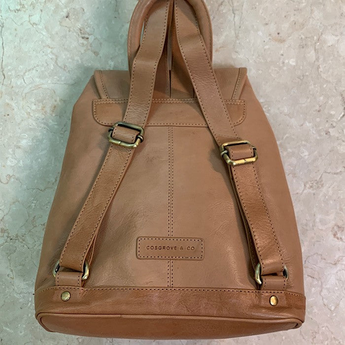 LEATHER HANDBAG CAMEL COLOURED URBAN BACKPACK