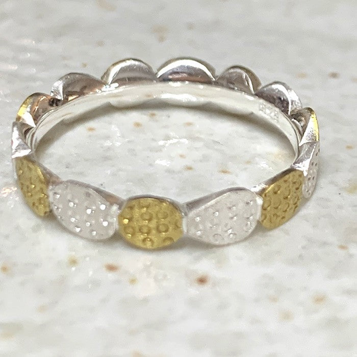 RING SILVER BRASS MULTI OVAL SIZE 6