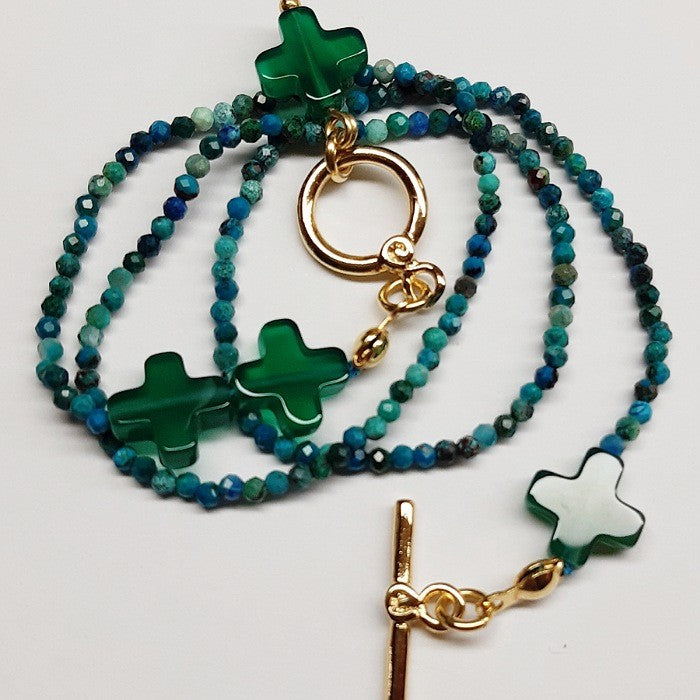 ANNABELLE HARDIE NECKLACE CHRYSOCOLLA GREEN AGATE GOLD
