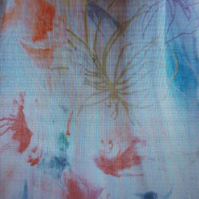 LINEN SCARF PAINTED BLOSSOM EDGES