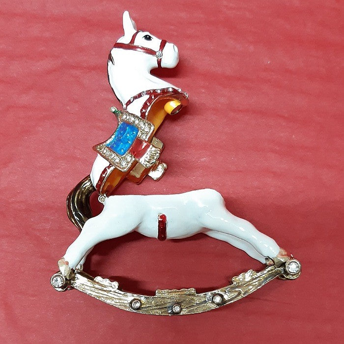 TRINKET BOX WHITE ROCKING HORSE