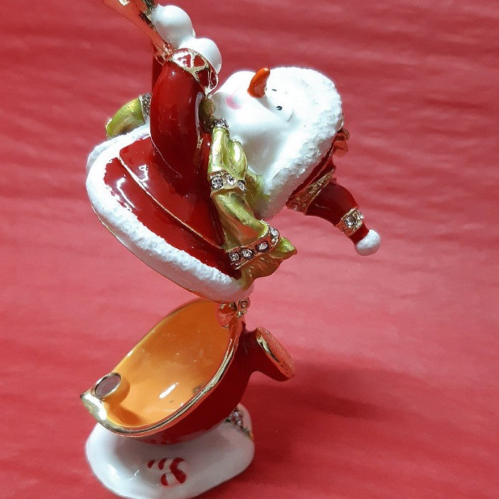 TRINKET BOX SANTA SNOWMAN WITH BUGLE