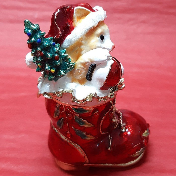 TRINKET BOX KITTEN IN BOOT