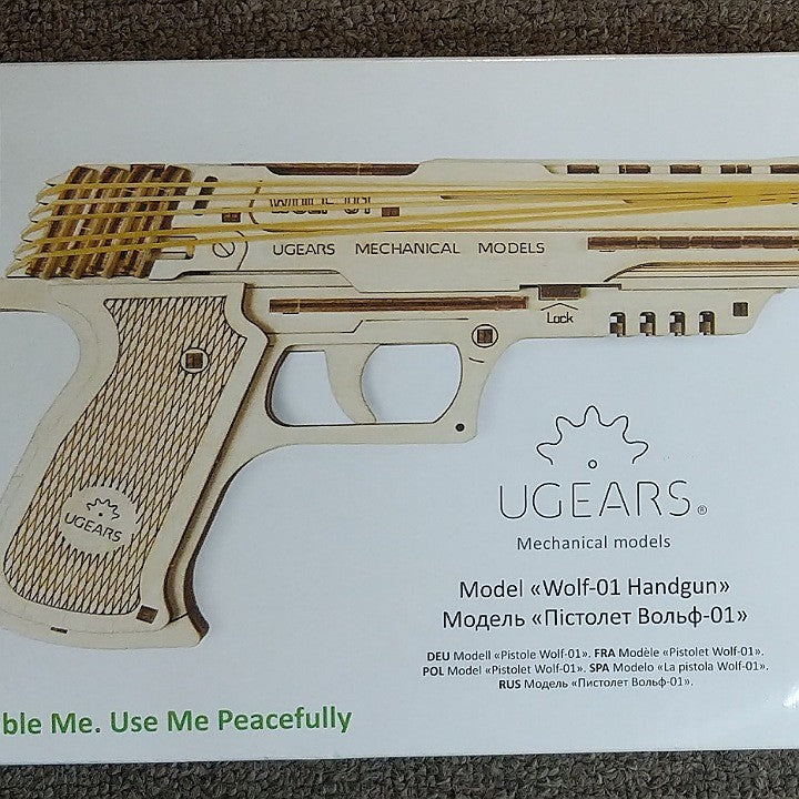 UGEARS MECHANICAL WOODEN HANDGUN