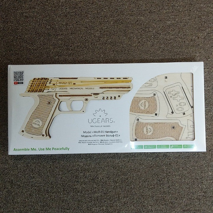 UGEARS MECHANICAL WOODEN HANDGUN