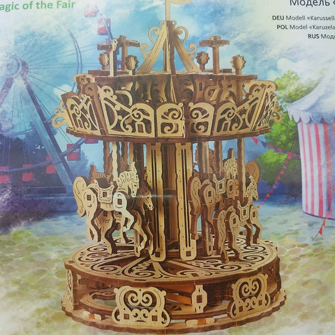 UGEARS MECHANICAL CAROUSEL WOODEN MODEL