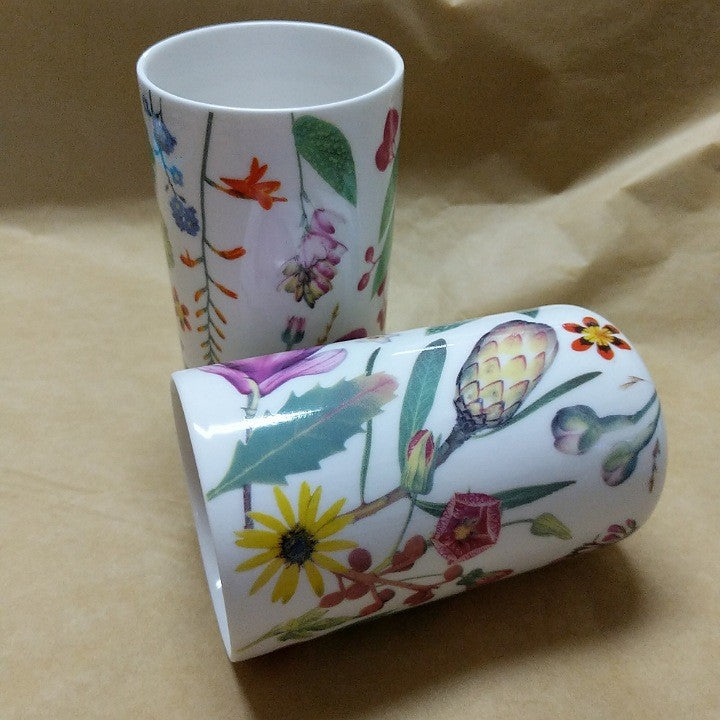 SPRING FLOWERS CERAMIC TUMBLER SET TWO