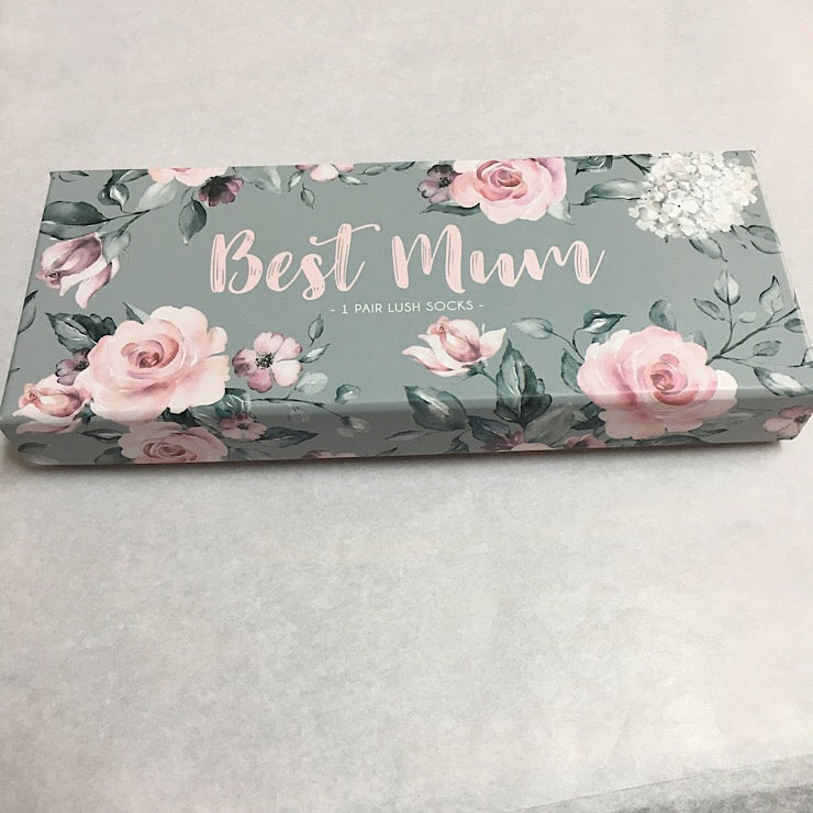 SOCKS BEST MUM ROSES BOXED