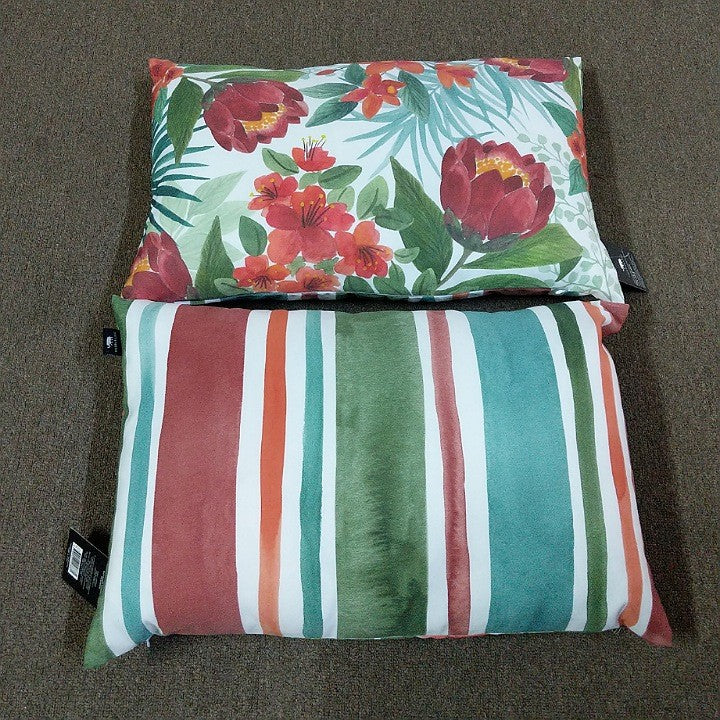OUTDOOR CUSHION TROPICAL PRINT STRIPE BACK 40CM X60 CM