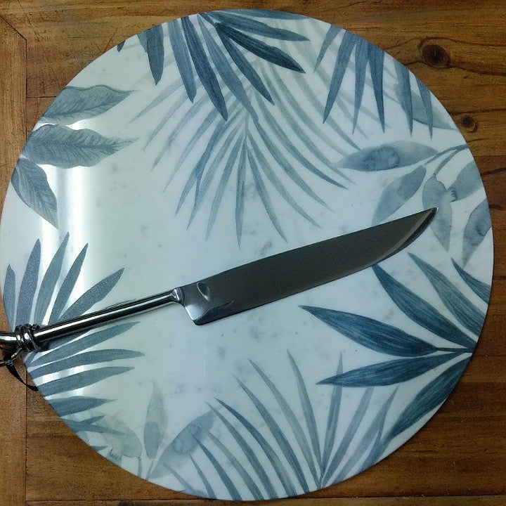 MARBLE PLATTER ROUND BLUE ETCHING