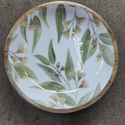 ENAMELLED TIMBER SALAD BOWL FLOWERING GUM