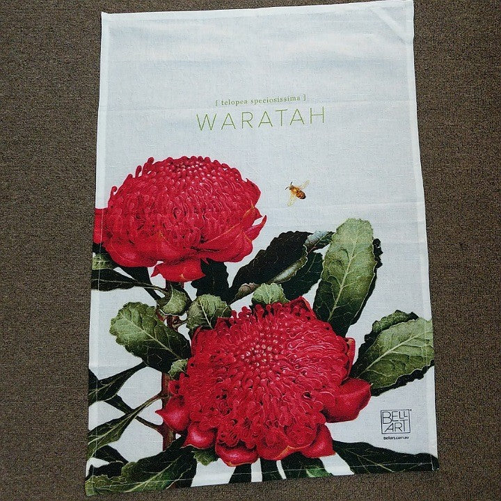 COTTON LINEN TEA TOWEL AUSTRALIAN WILDFLOWER