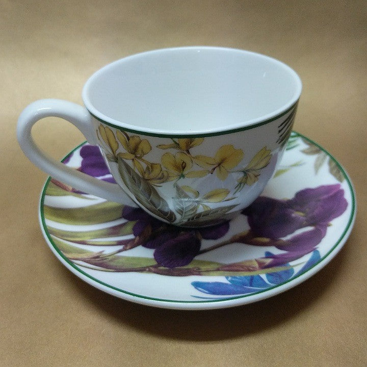 BOTANICAL PRINT TEA CUP AND SAUCER