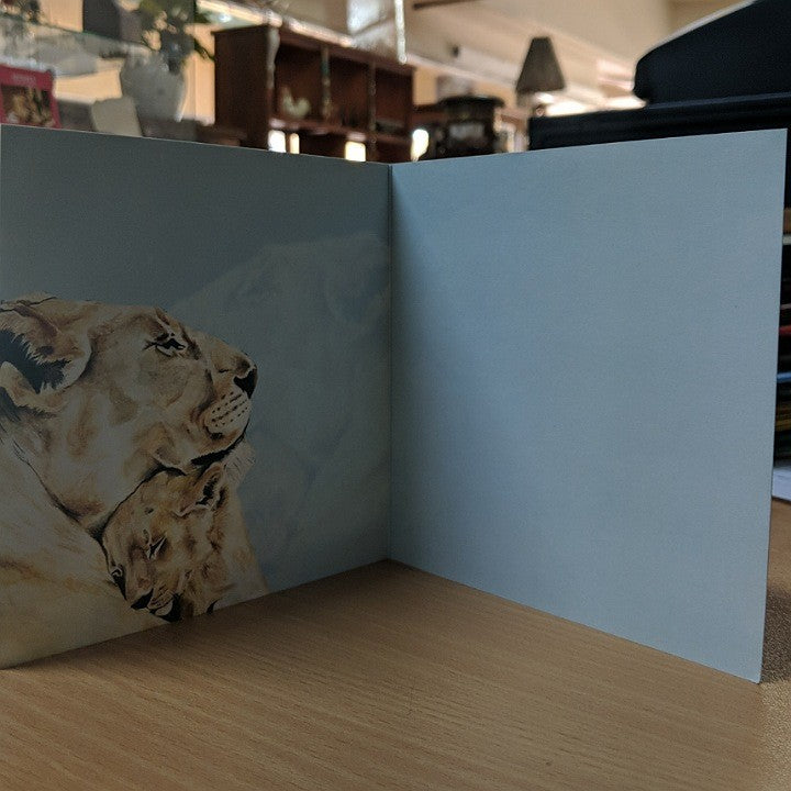 LIONESS WITH CUB GREETING CARD